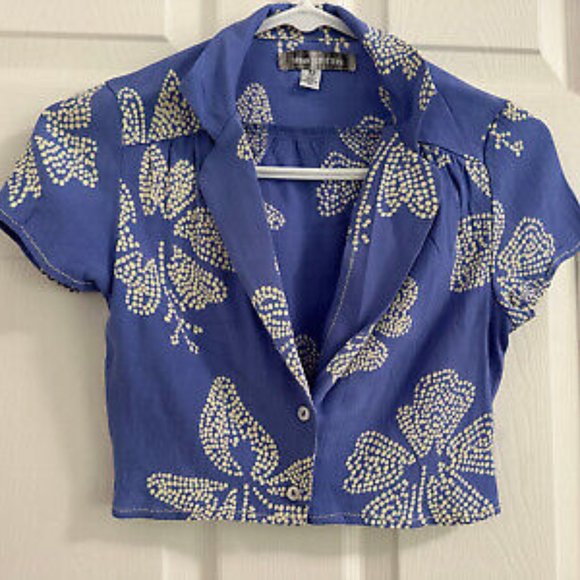 urban outfitters lilac hibiscus crop top seen on sarah cameron Size xs - Picture 1 of 3